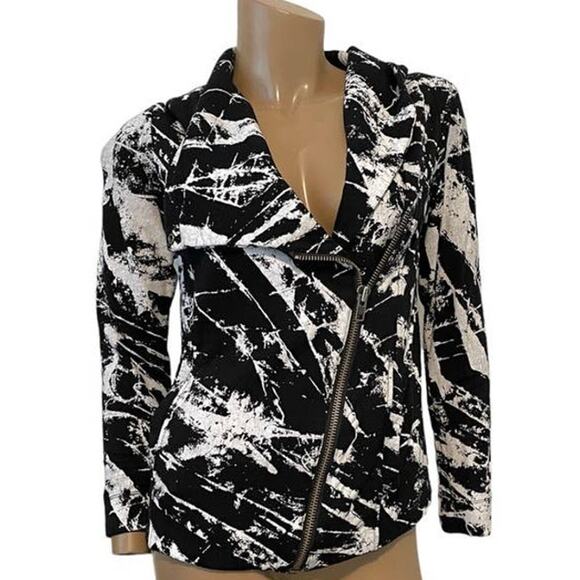Helmut Lang Tera splatter Abstract asymmetrical zip Hooded Sweatshirt SP 4688 - Picture 11 of 11